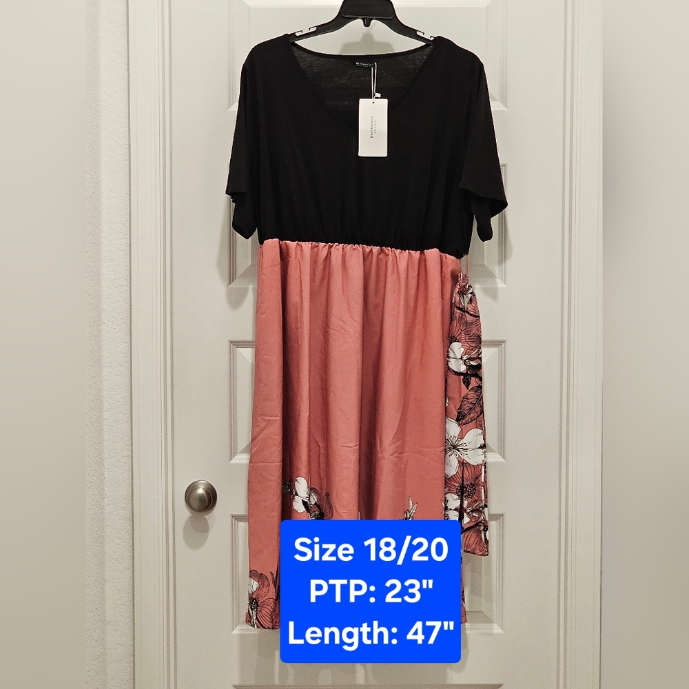 BloomChic Short Sleeve Floral Midi Dress, NWT, Size 2X (18/20)